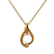 MASTOLONI 18K Yellow Gold Freshwater Pearl and Diamond Pendant - FINAL SALE